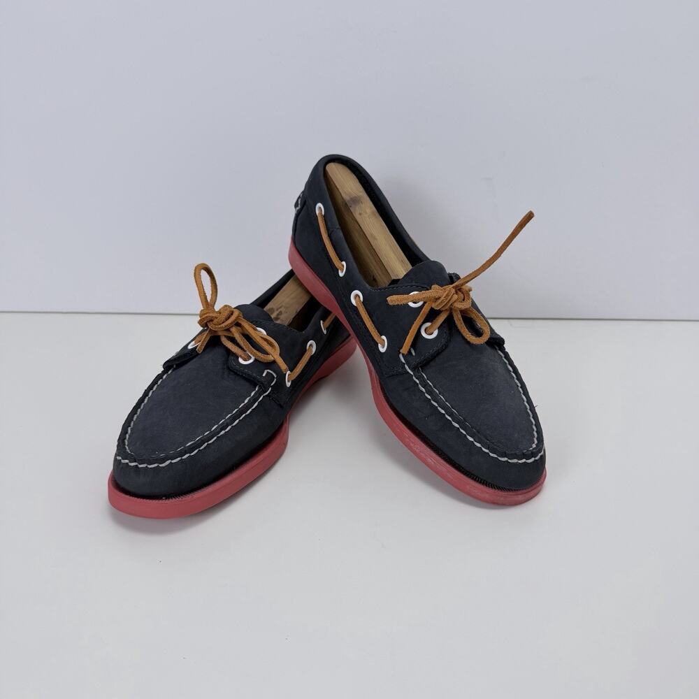 Sebago Docksides Boat Shoes Women's 8M Navy Red Suede Leather Moccasin B413107